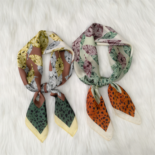 leaf spot printing imitated silk scarves color matching spot silk scarf foreign trade hot selling square scarf scarf scarf scarf