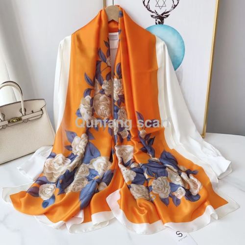 Travel Photography New Silk Satin Scarf Beach Leisure Vacation Sun Protection Shawl Factory Spot Direct Sales