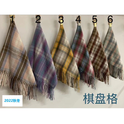 Autumn and Winter New Yarn-Dyed Plaid Women‘s Warm Artificial Cashmere Scarf Factory Direct Sales