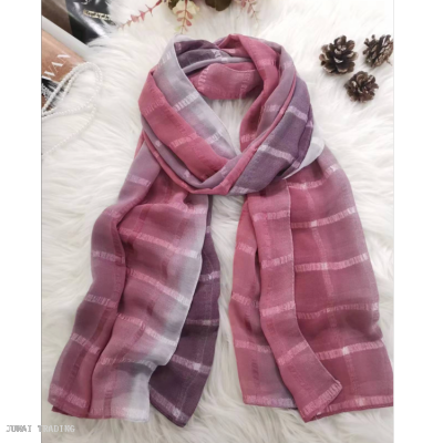 Spring and Autumn Scarf All-Matching Striped Solid Color Color Matching Gradient Thin Scarf Scarf
