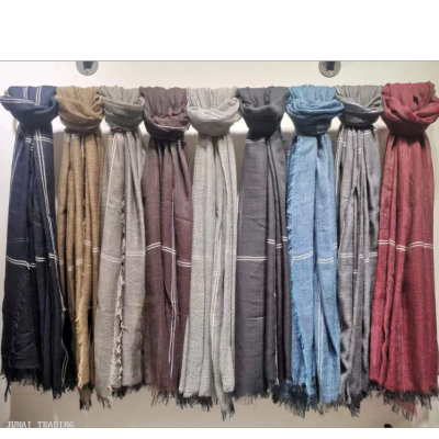 Cotton and Linen Series Line Light Luxury Large Size Long Scarf Shawl Warm Autumn and Winter Long Scarf