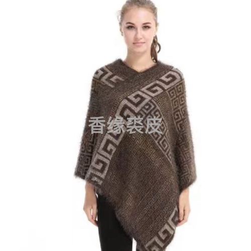 autumn and winter new mink fur warm cape shawl new arrival hot sale loose plus size cloak cross-border women‘s clothing cross-border supply