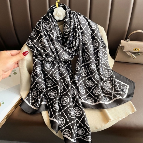 2023 New Li Jin Forging Scarf Crocheted Printed Silk Scarf All-Matching Affordable Luxury Style High-Grade Satin Outer Shawl