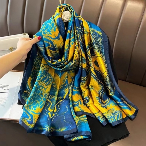 new fashion summer sunscreen beach towel women‘s silk scarf oversized seaside holiday outdoor elegant scarf air conditioning shawl