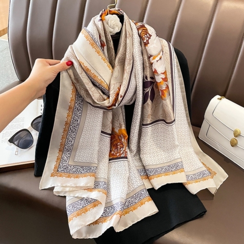 brocade satin scarf women‘s high-end scarf fashion new long spring， summer， autumn and winter four seasons air conditioning shawl dual-use