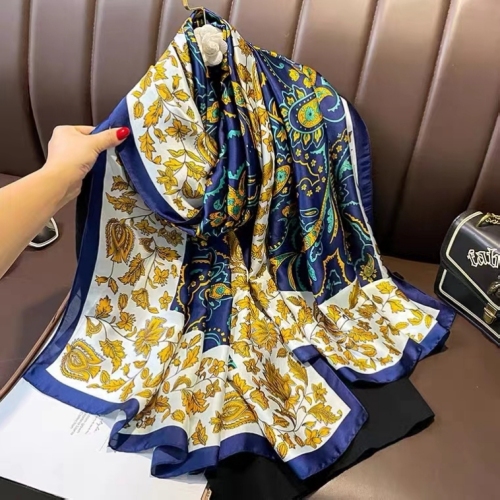 Brocade Satin Scarf Women‘s High-End Scarf Fashion New Long Spring， Summer， Autumn and Winter Four Seasons Air Conditioning Shawl Dual-Use