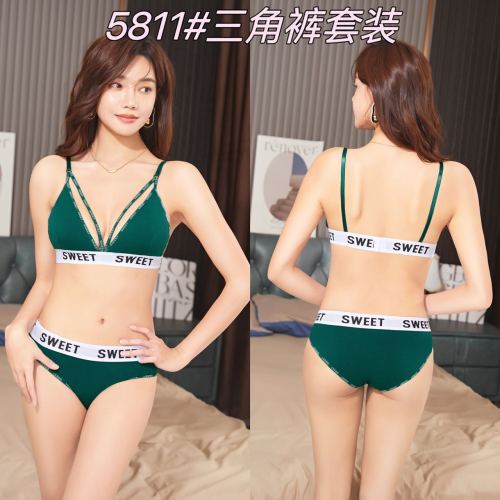 european， american and french style pure cotton bra sexy comfortable breathable sexy wireless push up suit beauty back sling underwear for women