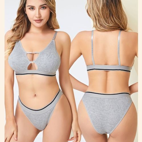 sexy european and american bra set wireless push up cutout sling beauty back pure cotton comfortable breathable chest wrap underwear women