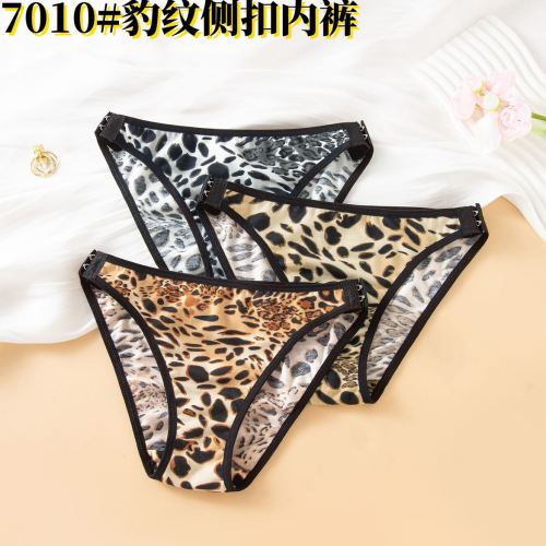 7010## &# 128081； leopard print side buckle underpants