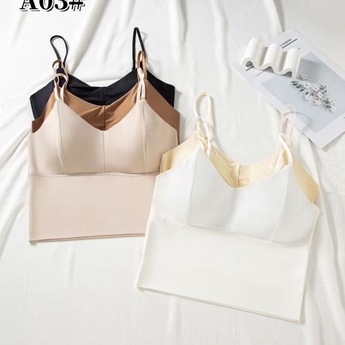 live popular clothes hanger seamless ice silk camisole one-piece chest pad outer wear long inner vest