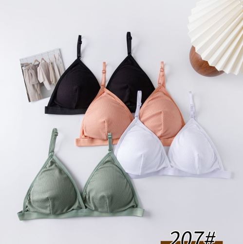 french triangle cup bra small chest thin strap without steel ring underwear beautiful back flat chest student girl sling bandeau thin