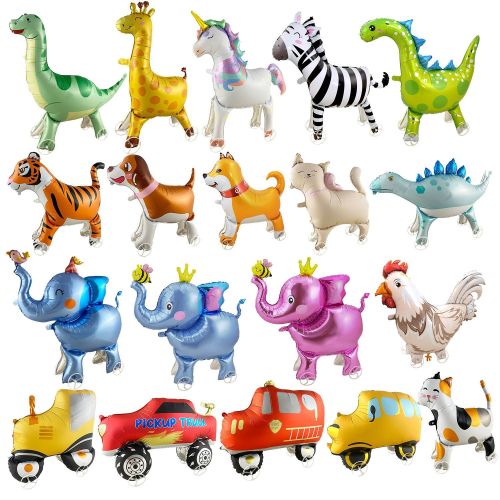 新款跨境网红气球带轮动物长颈鹿老虎大象花猫小狗摆摊玩具气球