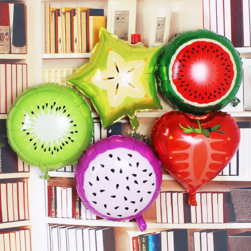 18寸水果气球 西瓜橙子草莓铝箔气球 宝宝生日装饰布置铝膜气球