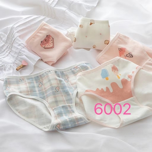 MH Cute Ice Cream Plaid Girl‘s Underwear Cotton Women‘s Underwear Student Briefs Boxed Fresh