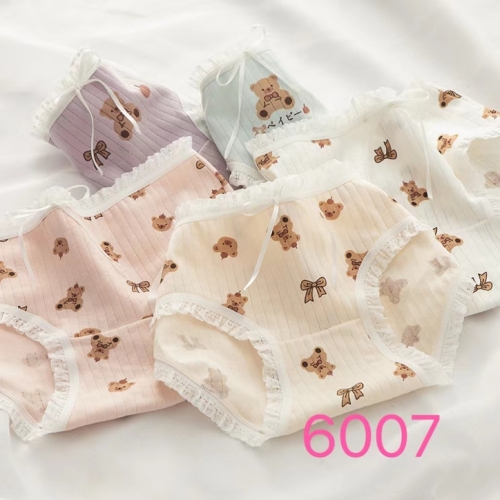 Korean Artsy Cute Bear Lace Girl Underwear Women‘s Underwear Cotton Boxed Student Briefs Japanese Style