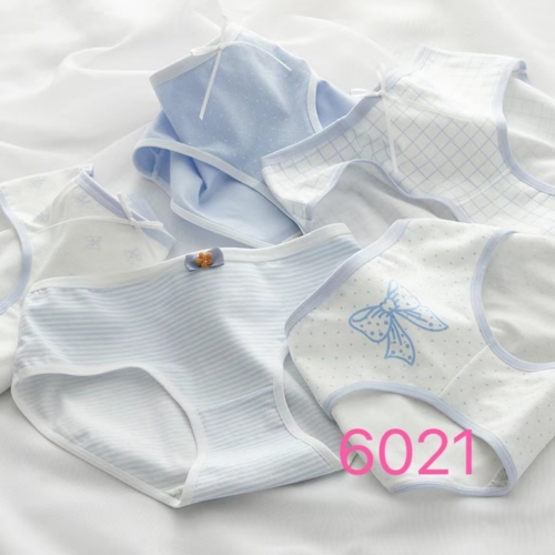 Bow Blue with Spots Small Plaid Girl‘s Underwear Women‘s Underwear Cotton Boxed Cute Student Briefs