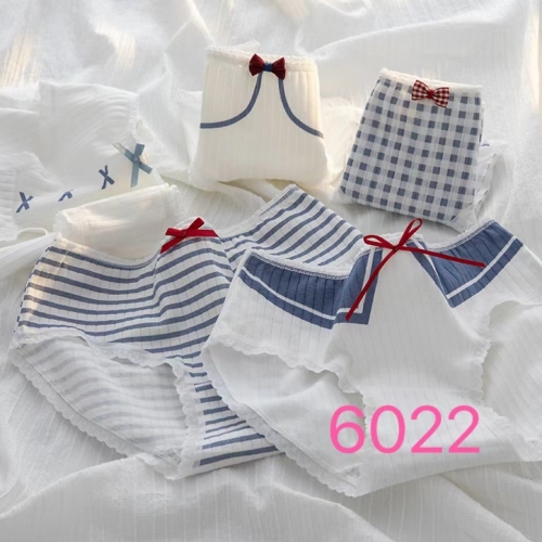 Plaid Striped Bow Fork Cute Korean Girl Underwear Women‘s Underwear Cotton Boxed Student Briefs