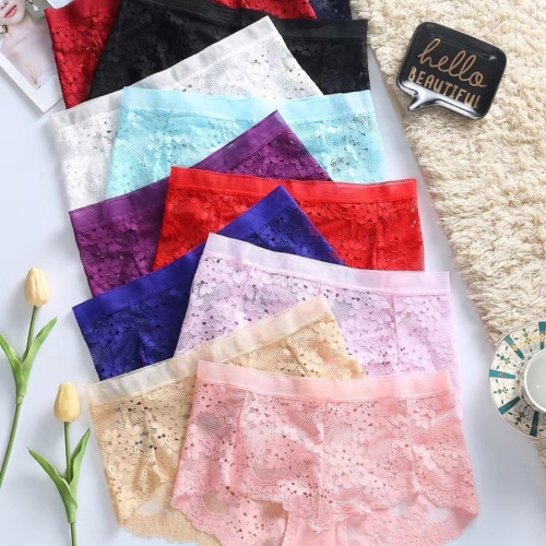 Lace Underwear Women‘s Underwear Briefs Transparent Sexy Cutout plus-Sized plus-Sized Large Version Lace Mesh