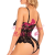 Foreign Trade Special Sexy Lingerie Women's Sexy Lace Bow Tights Jumpsuit Seductive Uniform Open-End Suit