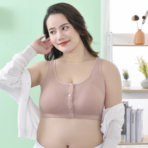 plus size open front buckle pregnant women breastfeeding underwear wireless push-up vest-style comfortable breathable back bra