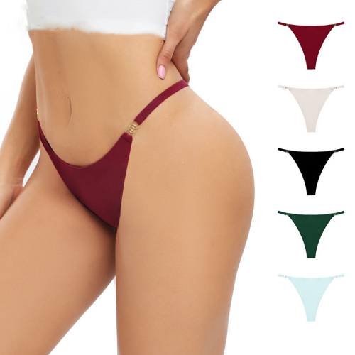 Europe and America Cross Border Seamless T-Back Women‘s One-Piece Thin Ice Silk Girl Low Waist Breathable Sexy Sexy T-Shaped Panties