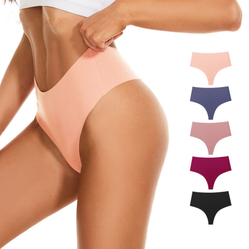 2121 European and American Mid Waist Traceless T-Back One-Piece Ice Silk T-Shaped Panties Sexy Casual Cut Quick-Drying Women‘s Underwear