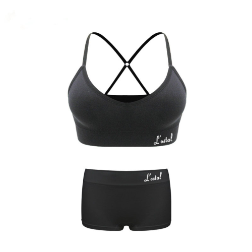 foreign trade original single seamless women‘s beauty back gathered wireless breathable sports bra and boxer yoga set