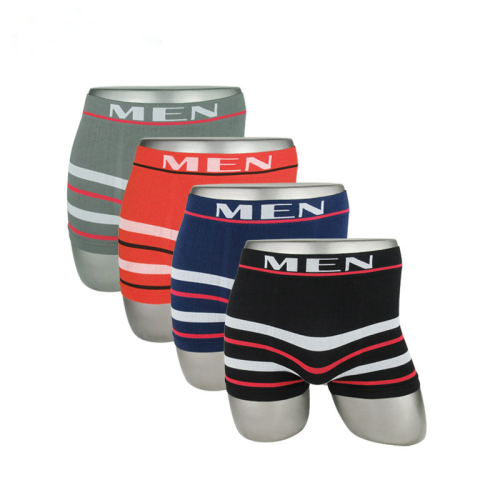 Source Manufacturers Wholesale Men logo Men‘s Underwear Comfortable Breathable Seamless Underwear Striped Men‘s Boxer Underwear