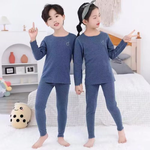 autumn and winter boys and girls ab surface thermal underwear suit green less underwear