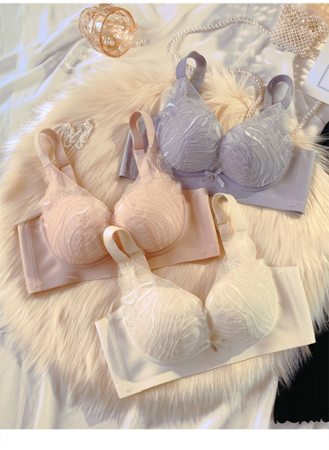 内衣女士能量石防辐射舒适无钢圈调整型收副乳防下垂聚拢文胸套装