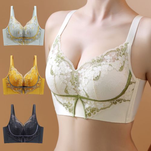 奢华内衣女国潮风繁花似锦收副乳防下垂无钢圈中厚小胸聚拢