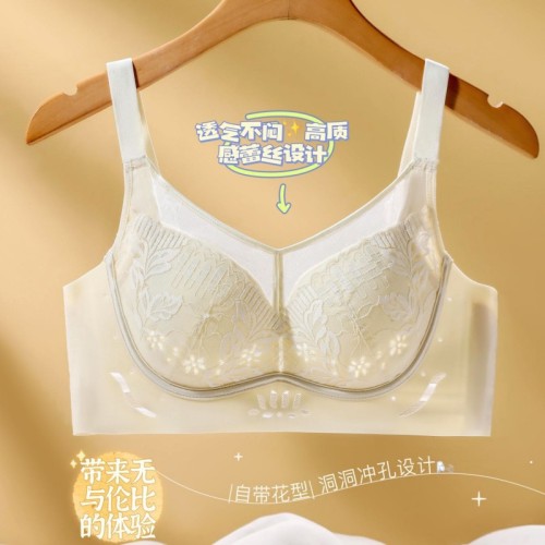 夏季薄款调整型内衣女小胸聚拢收副乳防下垂大胸显小性感蕾丝文胸