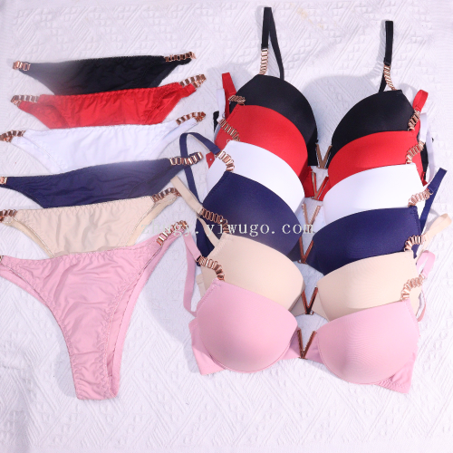 foreign trade large size bra with steel ring gathered 46-52c bra set