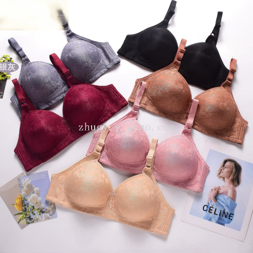 外贸大杯有钢圈文胸38-44码薄款类似花边立体杯12件混色混码