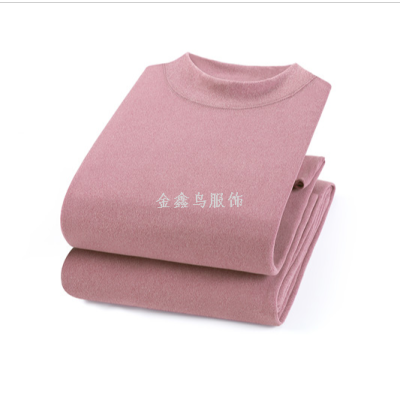 Jinxinniao Autumn and Winter Women's Dralon Thick Medium Turtle Neck Thermal Underwear Suit Heating Seamless Underwear Long Johns