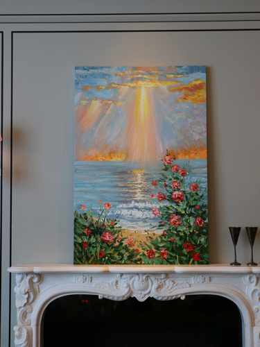 纯手绘油画玄关沙发餐厅卧室法式轻奢百搭风景定制背景客厅装饰画