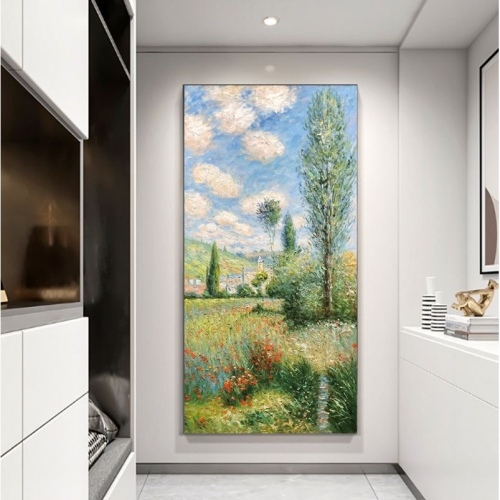 世界名画莫奈手绘油画过道走廊风景装饰画印象派入户玄关进门挂画