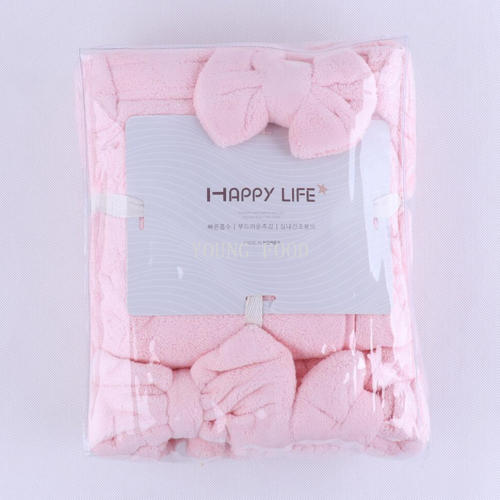 批发包邮韩国进口百货 Happy Life浴裙*1 束发带*1 干发帽*1 套装