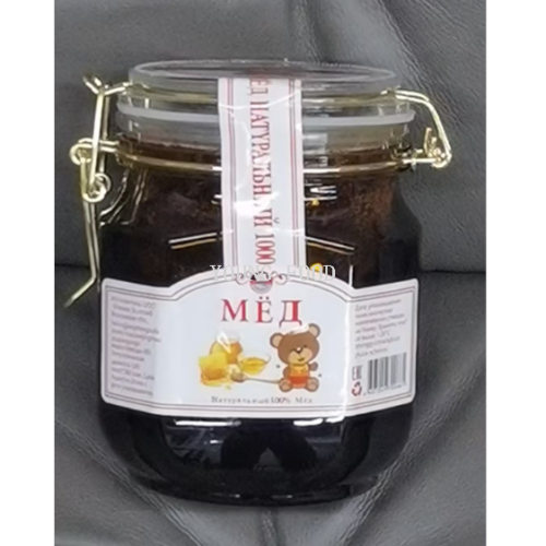 包邮！俄罗斯原装进口高加索地区森林调味品黑蜂蜜（玻璃瓶）1kg