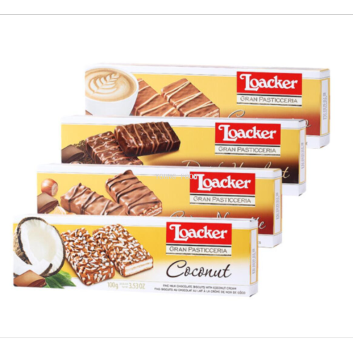 批发包邮！KANPUZYW进口零食曲奇莱家椰子味白巧克力涂层饼干100g