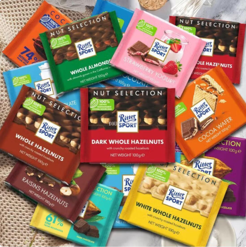 包邮 德国瑞特滋运动巧克力100g 进口休闲食品坚果小树林糖果排块