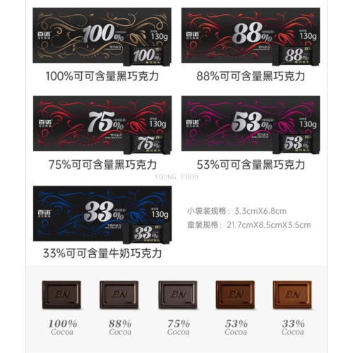 包邮百诺巧克力纯可可脂西非可可黑巧130g 洋什铺YOUTH FOOD零食