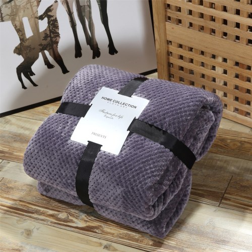 外贸专供加厚菠萝格毯子新款法兰绒素色瑜伽毯加厚冬季毛毯批发