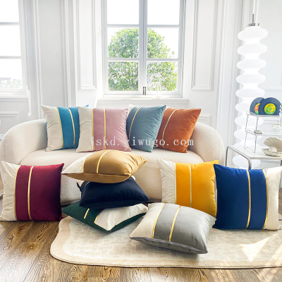Couch Pillow Netherlands Velvet Back Cushion Home Sofa Golden Stitching Pillow Cross-Border Hot Amazon Pillow Ins