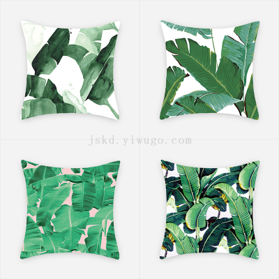 Popular Cross-Border New Arrival Tropical Plants Fashion Leaves Rainforest Pillow Cover Cushion Linen Customizable