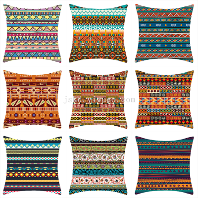 Cross-Border Indian Ethnic Persian Geometric Texture Printed Linen Pillow Cover Southeast Asian Restaurant Sofa Pillow Cases Pillow Cover