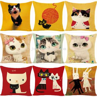 Factory Direct Supply Polyester Linen Cute Animal Head Pillow Living Room Study Home Fabric Throw Pillowcase Multiple Options