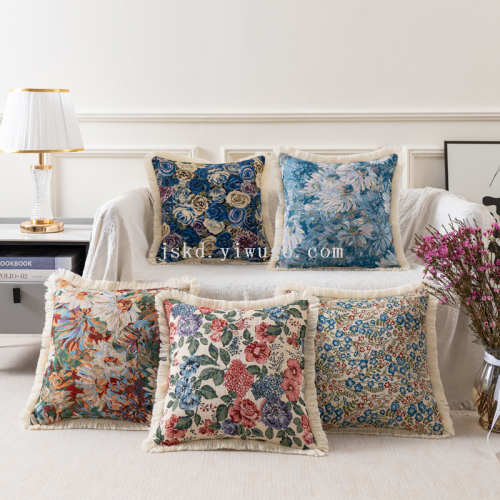 美式乡村复古风棉麻抱枕色织提花沙发抱枕头靠垫客厅靠外套