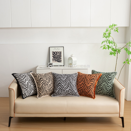 雪尼尔料提花抱枕现代家居布艺靠垫沙发线条靠垫套奶油床头枕靠背