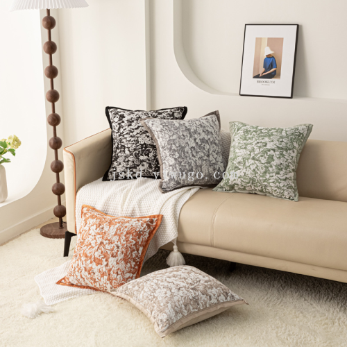 雪尼尔包边抱枕套简约方形沙发靠枕隐形拉链办公室卧室小清新腰垫